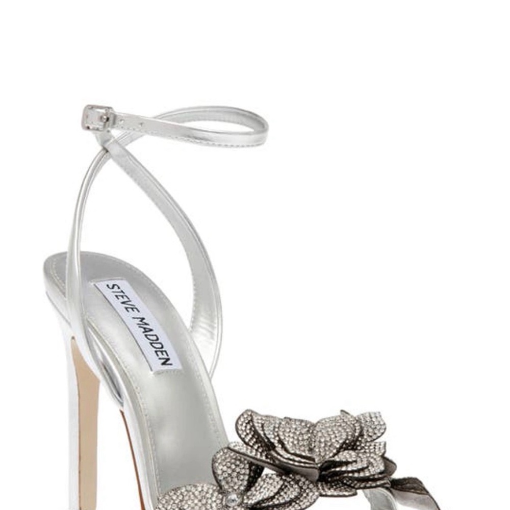 Steve Madden Metallic Heels with Floral Detail
